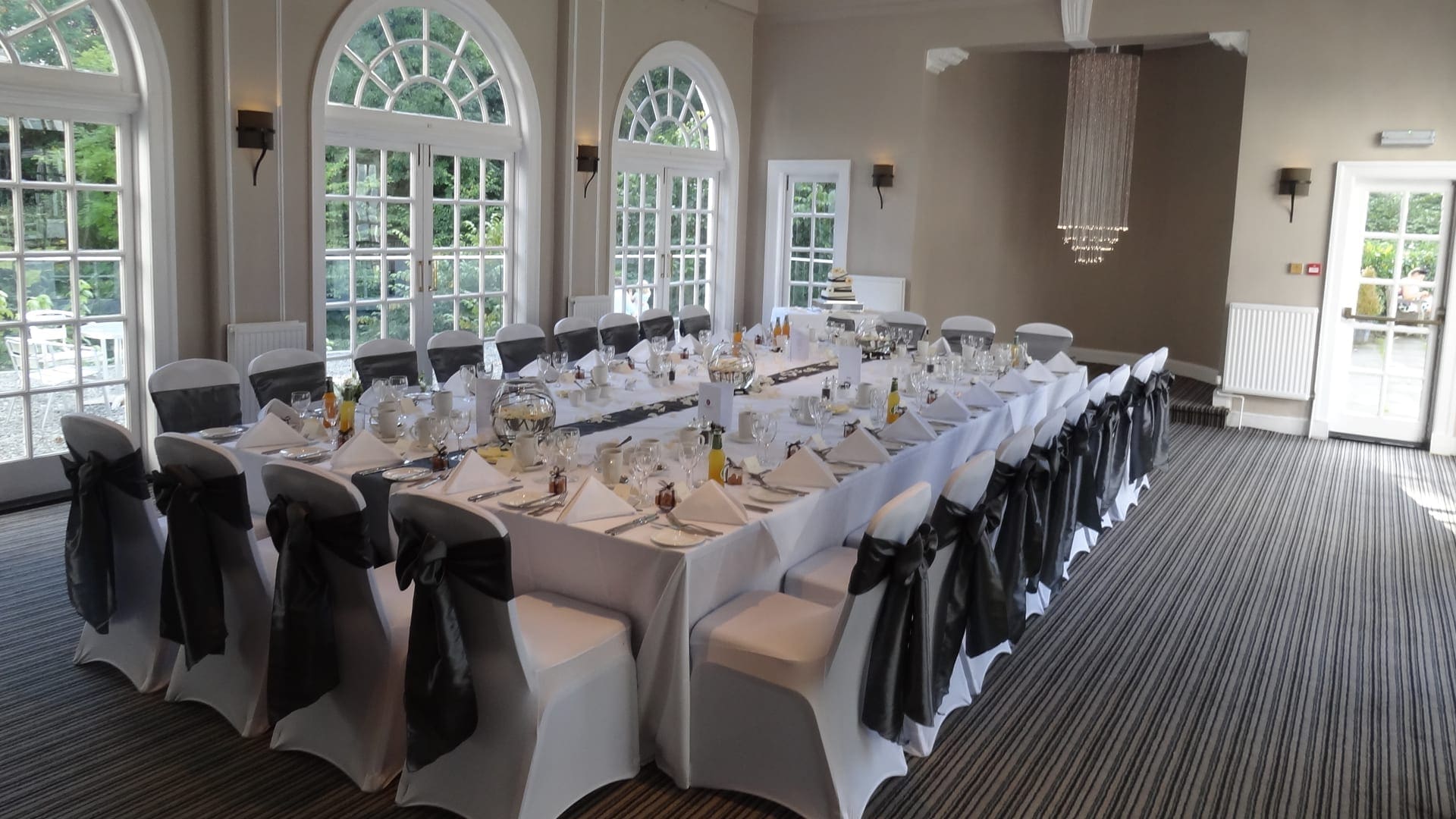 elibank_weddingbreakfast A wedding breakfast in the Elibank Suite at Barony Castle