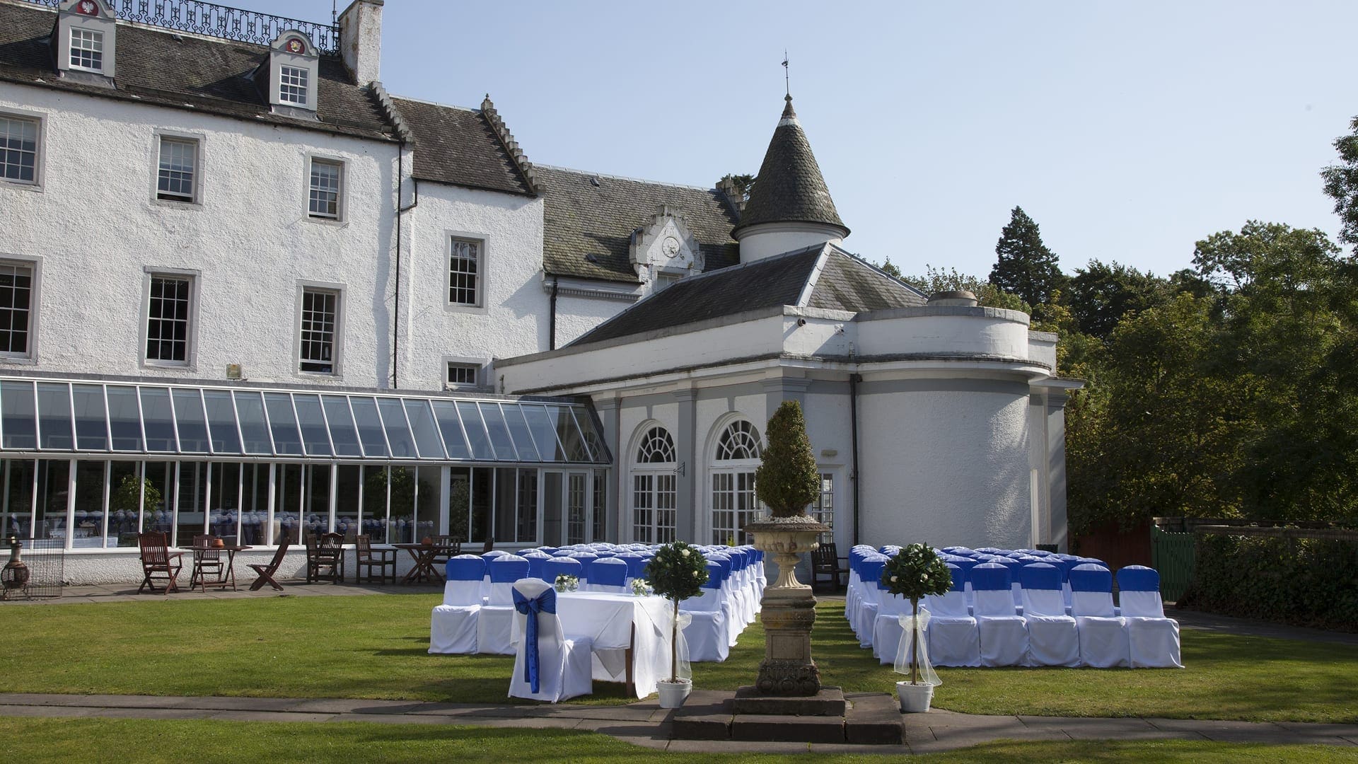 wedding_courtyard3 The courtyard at Barony Castle laid out for a wedding ceremony